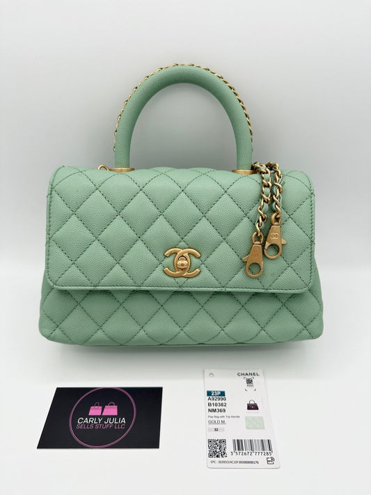 CHANEL Mini 23P Light Green Coco Handle - Carly Julia Sells Stuff, LLC