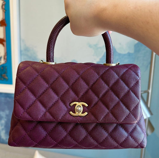 CHANEL Mini Burgundy Coco Handle GHW - Carly Julia Sells Stuff, LLC