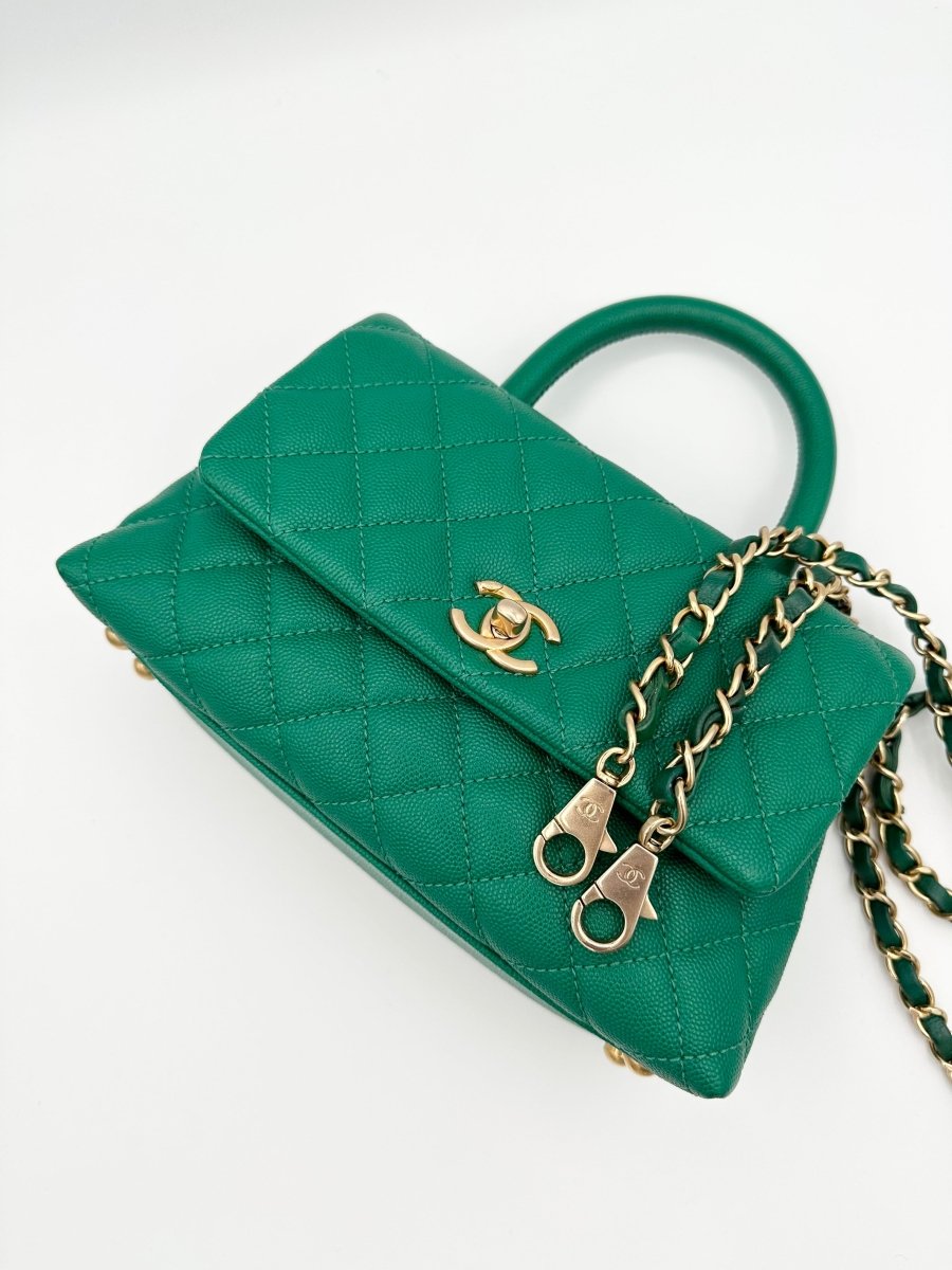 CHANEL Mini Emerald Green Coco Handle - Carly Julia Sells Stuff, LLC