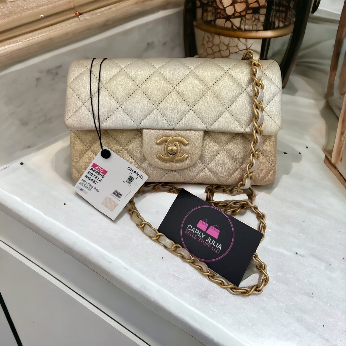 CHANEL Mini Rectangle Ombre Goatskin Gold Flap - Carly Julia Sells Stuff, LLC