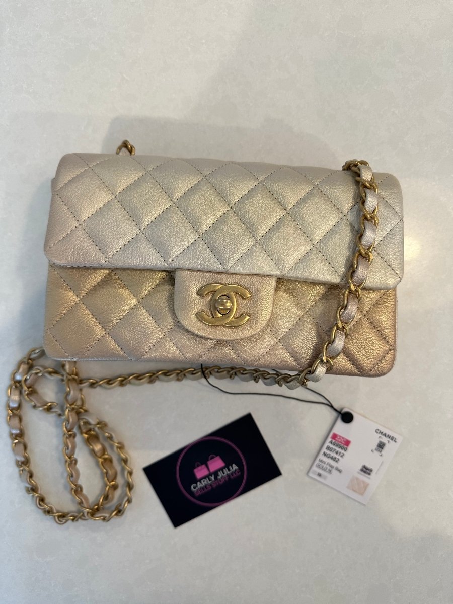 CHANEL Mini Rectangle Ombre Goatskin Gold Flap - Carly Julia Sells Stuff, LLC