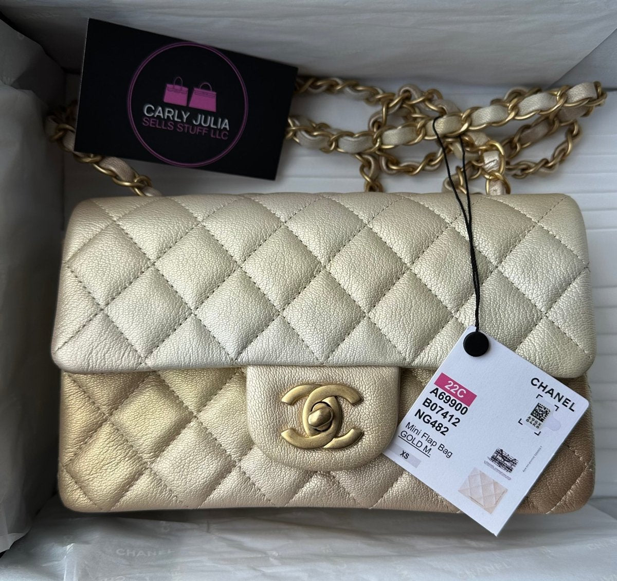 CHANEL Mini Rectangle Ombre Goatskin Gold Flap - Carly Julia Sells Stuff, LLC