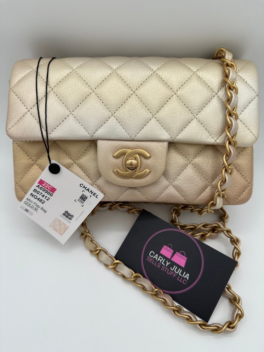 CHANEL Mini Rectangle Ombre Goatskin Gold Flap - Carly Julia Sells Stuff, LLC