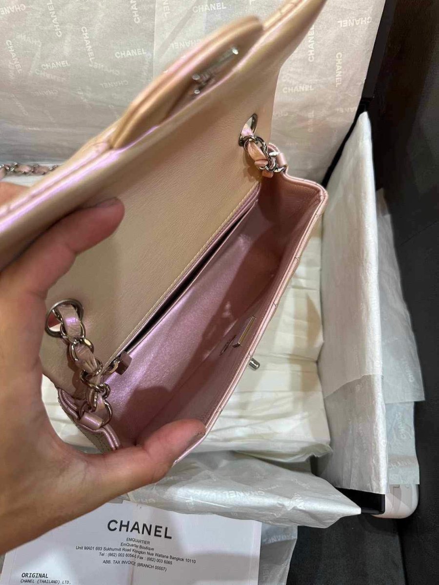 Chanel Pink ￼Iridescent Mini Flap - Carly Julia Sells Stuff, LLC