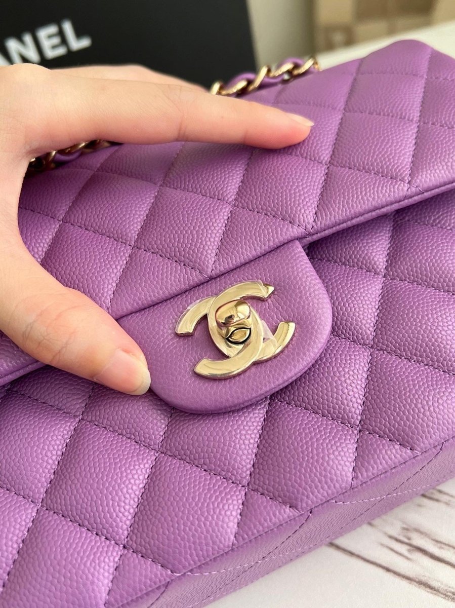 CHANEL Small Purple Caviar Double Flap GHW - Carly Julia Sells Stuff, LLC