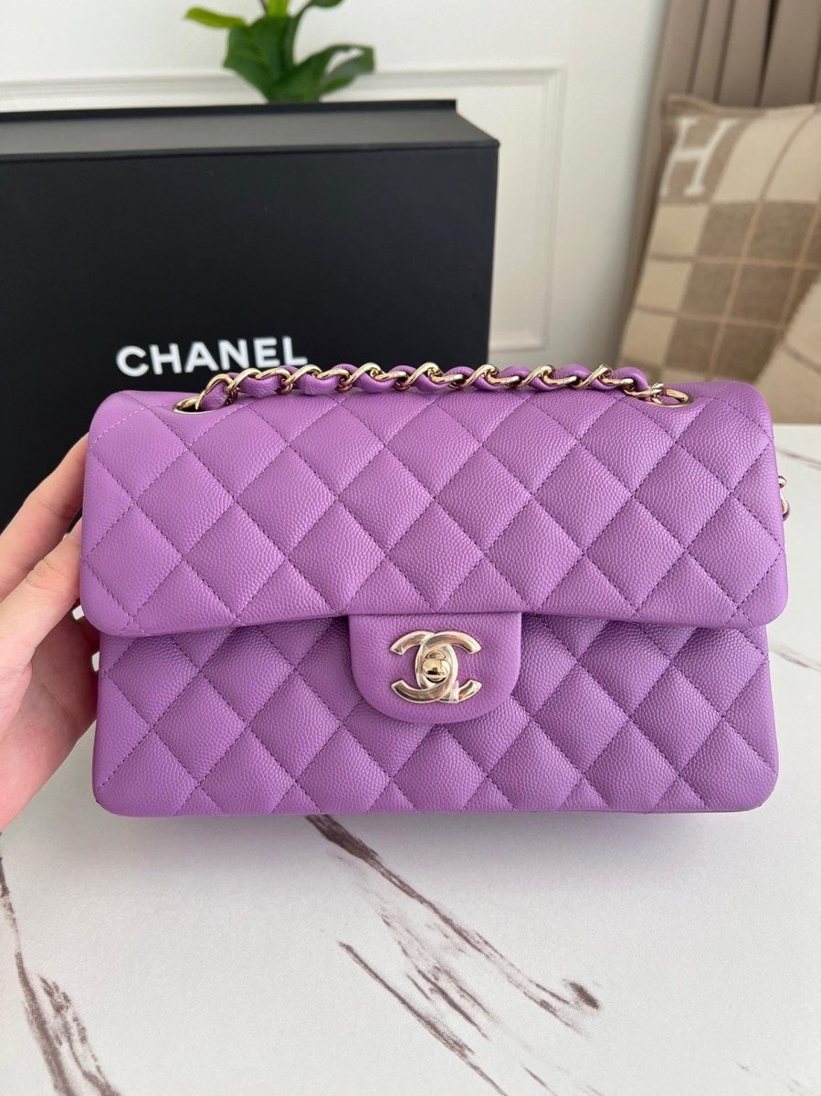 CHANEL Small Purple Caviar Double Flap GHW - Carly Julia Sells Stuff, LLC