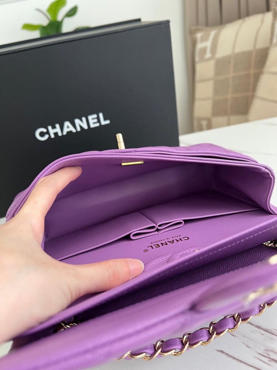 CHANEL Small Purple Caviar Double Flap GHW - Carly Julia Sells Stuff, LLC