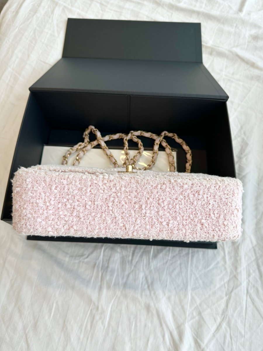 Chanel Tweed Sakura Pink Double Flap - Carly Julia Sells Stuff, LLC