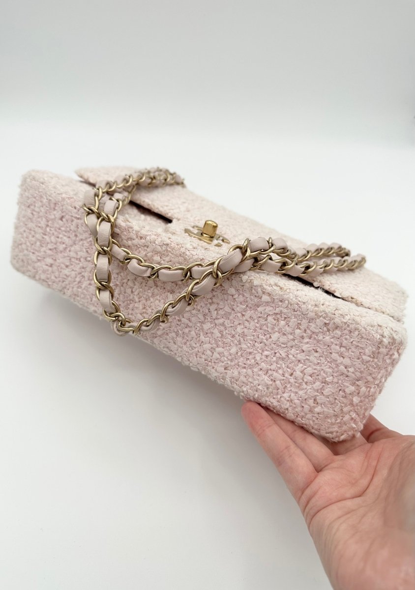 Chanel Tweed Sakura Pink Double Flap - Carly Julia Sells Stuff, LLC