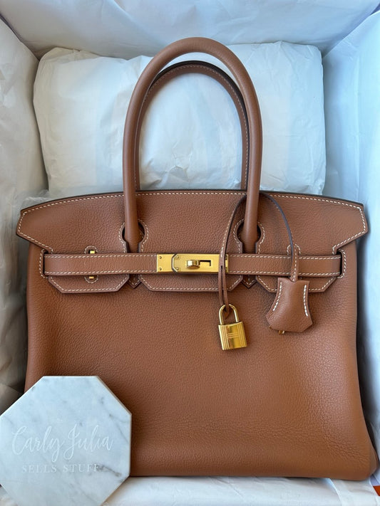 Hermes Birkin 30 Gold on Gold - Carly Julia Sells Stuff, LLC