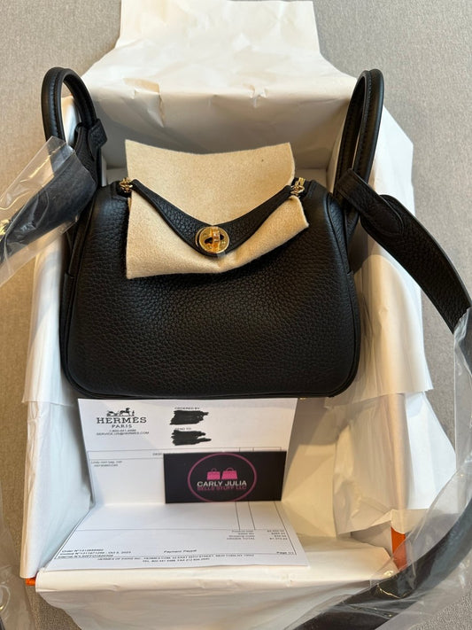 Hermes BNIB Mini Lindy Noir GHW - Carly Julia Sells Stuff, LLC