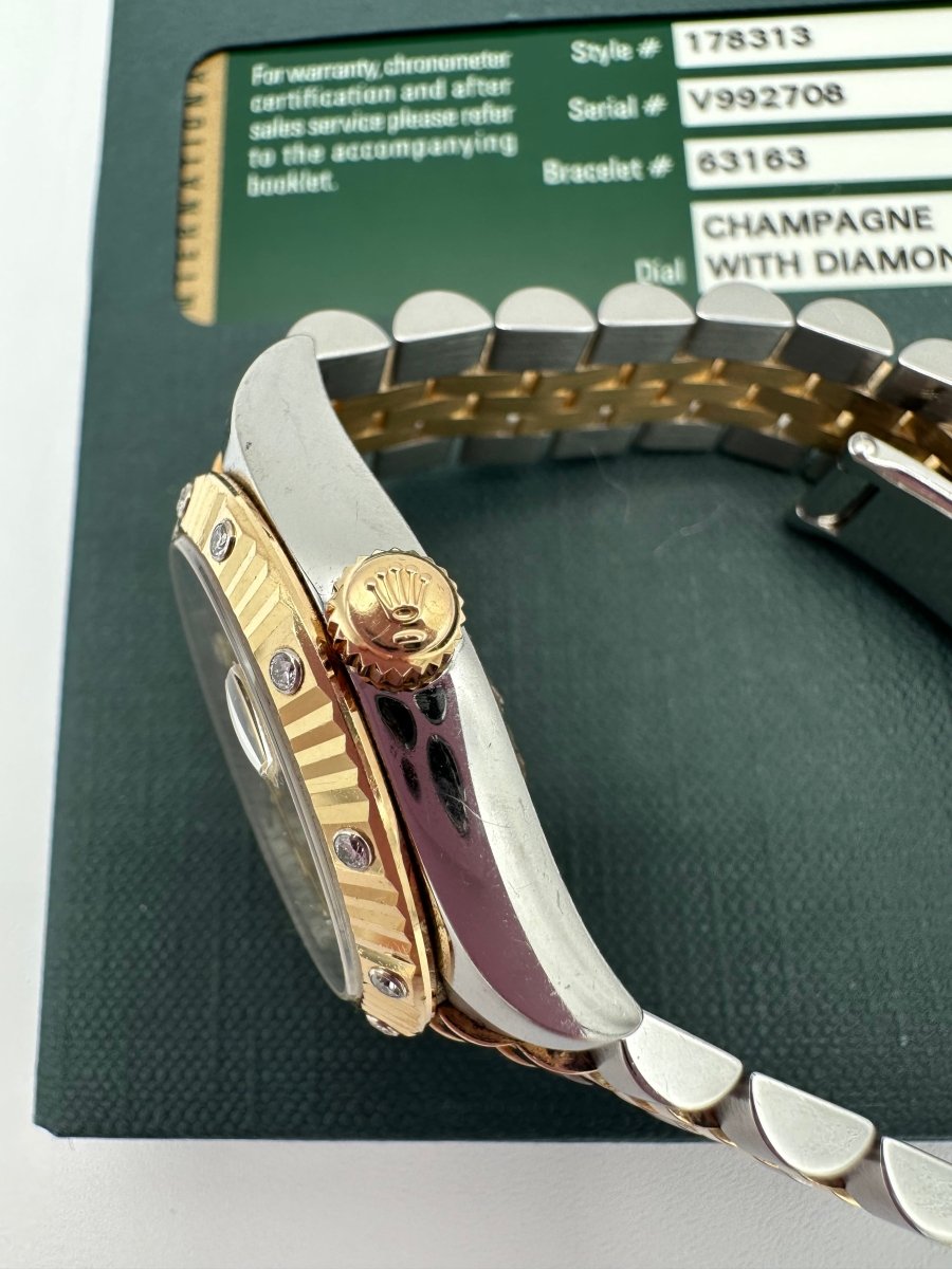 Rolex Datejust 31 Champagne MOP with Diamonds 178313 - Carly Julia Sells Stuff, LLC