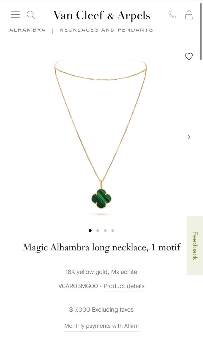 Van Cleef & Arpels Magic Alhambra Malachite - Carly Julia Sells Stuff, LLC